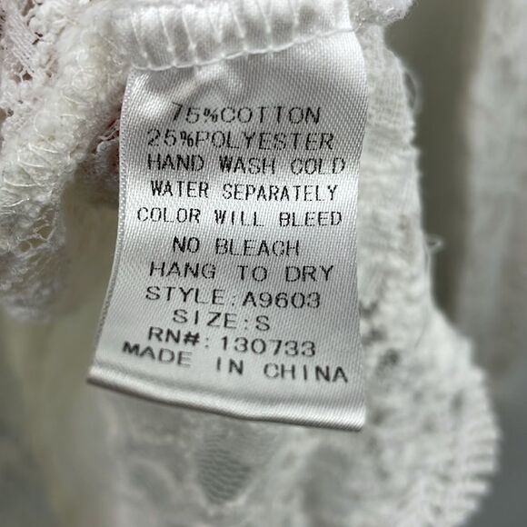 Umgee Lace Top Womens Scalloped Hem Boho Top size Small Ivory White - Picture 7 of 14